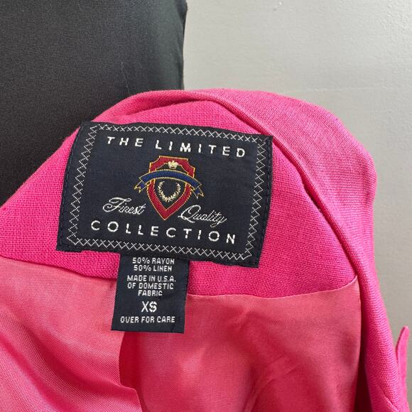 VTG The Limited Collection Pink Vest Blazer Linen Single Breasted Sz XS X-Small - Picture 7 of 8